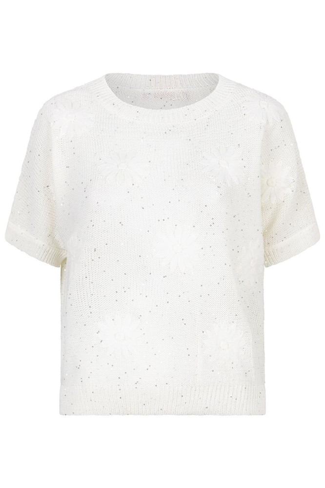 SWEATER EMBROIDERY FLOWERS HS25 02226 120 off white